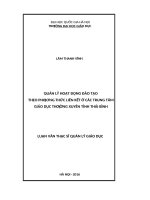 QUẢN lý HOẠT ĐỘNG đào tạo THEO PHƯƠNG THỨC LIÊN kết ở các TRUNG tâm GIÁO dục THƯỜNG XUYÊN TỈNH THÁI BÌNH 