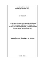   QUẢN lý HOẠT ĐỘNG dạy học THEO CHUYÊN đề cấp TRUNG học PHỔ THÔNG ở TRUNG tâm GIÁO dục NGHỀ NGHIỆP   GIÁO dục THƯỜNG XUYÊN HUYỆN THANH THỦY, TỈNH PHÚ THỌ