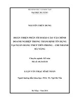 Hoàn thiện phân tích báo cáo tài chính doanh nghiệp trong thẩm định tín dụng tại ngân hàng TMCP tiên phong – CN đà nẵng