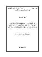 Nghiên cứu thực trạng dinh dưỡng và kết quả nuôi dưỡng nhân tạo tại khoa hồi sức cấp cứu BV nhi tư
