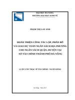 Hoàn thiện công tác lập, phân bổ và giao dự toán ngân sách địa phương cho ngân sách quận, huyện tại sở tài chính thành phố đà nẵng