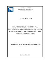 Hoàn thiện hoạt động CVTD bảo đảm không bằng TS tại NHTMCP công thương việt nam   CN bắc đà nẵng