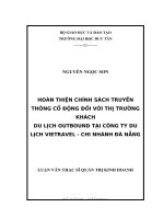 HOÀN THIỆN CHÍNH SÁCH TRUYỀN THÔNG cổ ĐỘNG đối với THỊ TRƯỜNG KHÁCH DU LỊCH OUTBOUND tại CÔNG TY DU LỊCH VIETRAVEL   CHI NHÁNH đà NẴNG