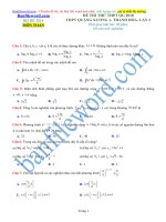 Đề thi thử THPT 2018 môn Toán Trường THPT Quảng Xương 1 Thanh Hóa Lần 2 File word Có đáp án Có lời giải chi tiết