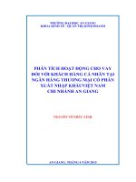 Phân tích hoạt động cho vay đối với khách hàng cá nhân tại ngân hàng thương mại cổ phần xuất nhập khẩu Việt Nam chi nhánh An Giang