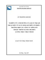 Nghiên cứu ảnh hưởng của quản trị lợi nhuận đến tỷ suất sinh lợi trên cổ phiếu  trường hợp các công ty niêm yết thuộc nhóm ngành chế biến lương thực thực phẩm