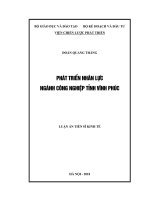 Phát triển nhân lực ngành công nghiệp tỉnh Vĩnh Phúc (Luận án tiến sĩ)