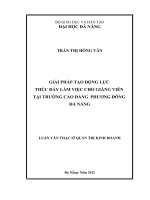 Giải pháp tạo động lực thúc đẩy làm việc cho giảng viên tại trường Cao đẳng Phương Đông Đà Nẵng