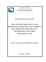 Phân tích hoạt động cho vay HKD tại ngân hàng nông nghiệp và phát triển nông thôn việt nam   chi nhánh quận liên chiểu, thành phố đà nẵng
