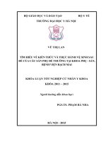 Tìm hiểu về kiến thức và thực hành vệ sinh sau đẻ của các sản phụ đẻ thường tại khoa phụ   sản BV bạch mai