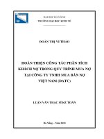 Hoàn thiện công tác  phân tích khách nợ trong quy trình mua nợ tại Công ty TNHH  Mua bán nợ Việt Nam
