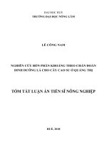 Nghiên cứu bón phân khoáng theo chẩn đoán dinh dưỡng lá cho cây cao su ở quảng trị (tt) 