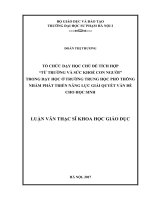 Tổ chức dạy học chủ đề tích hợp từ trường và sức khỏe con người trong dạy học ở trường trung học phổ thông nhằm phát triển năng lực giải quyết vấn đề cho học sinh 