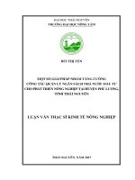 Một số giải pháp nhằm tăng cường công tác quản lý ngân sách nhà nước đầu tư cho phát triển nông nghiệp tại huyện Phú Lương, tỉnh Thái Nguyên (Luận văn thạc sĩ)