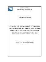 Quản trị lợi nhuận khi có sự thay đổi thuế suất thuế thu nhập doanh nghiệp bằng chứng từ giảm thuế suất thuế thu nhập doanh nghiệp năm 2016