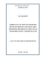 NGHIÊN cứu các NHÂN tố ẢNH HƯỞNG đến QUYẾT ĐỊNH MUA mặt HÀNG THỰC PHẨM ĐÓNG hộp KHẢO sát THỰC tế tại THÀNH PHỐ TAM kỳ   TỈNH QUẢNG NAM