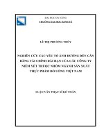 Nghiên cứu các yếu tố ảnh hưởng đến cân bằng tài chính dài hạn của các công ty niêm yết thuộc nhóm ngành sản xuất thực phẩm đồ uống việt nam