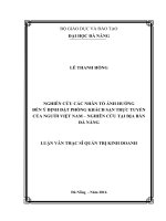 Nghiên cứu các nhân tố ảnh hưởng đến ý định đặt phòng khách sạn trực tuyến của người việt nam – nghiên cứu tại địa bàn đà nẵng