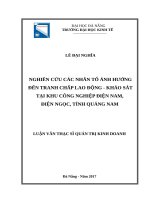 Nghiên cứu các nhân tố ảnh hưởng đến tranh chấp lao động– khảo sát tại khu công nghiệp điện nam, điện ngọc, tỉnh quảng nam