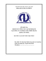 Khảo sát công tác lập kế hoạch tại công ty cổ phần XNK thời trang quốc tế TOMA