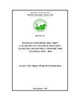 Đánh giá việc thực hiện các quyền sử dụng đất tại huyện Thanh Thủy, tỉnh Phú Thọ giai đoạn 2012  2016 (Luận văn thạc sĩ)
