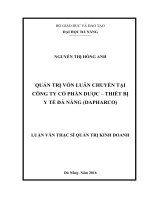 Quản trị vốn luân chuyển tại công ty cổ phần dược – thiết bị y tế đà nẵng (dapharco)