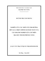 Nghiên cứu các nhân tố ảnh hưởng đến lụa chọn chính sách kế toán của các doanh nghiệp xây lắp trên địa bàn thành phố đà nẵng