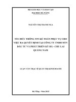 Tổ chức thông tin kế toán phục vụ cho việc ra quyết định tại công ty TNHH MTV đầu tư và phát triển kỳ hà   chu lai, quảng nam