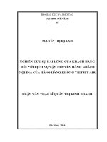 Nghiên cứu sự hài lòng của khách hàng đối với dịch vụ vận chuyển hành khách nội địa của hãng hàng không vietjet air