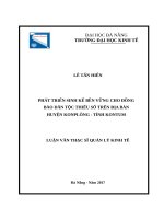 Phát triển sinh kế bền vững cho đồng bào dân tộc thiểu số trên địa bàn huyện konplông, tỉnh kon tum