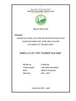 Đánh giá công tác chuyển quyền sử dụng đất tại Huyện Đồng Hỷ, tỉnh Thái Nguyên giai đoạn 2012  2014 (Khóa luận tốt nghiệp)