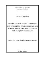 NGHIÊN cứu các yếu tố ẢNH HƯỞNG đến sự hài LÒNG của HÀNH KHÁCH KHI sử DỤNG DỊCH vụ mặt đất tại NHÀ GA sân BAY QUỐC tế đà NẴNG