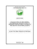 Đánh giá công tác bồi thường, giải phóng mặt bằng dự án đầu tư khai thác mỏ sắt Nà Rụa giai đoạn 1 trên địa bàn thành phố Cao Bằng (Luận văn thạc sĩ)