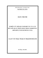 Nghiên cứu mối quan hệ hợp tác của các bên liên quan trong hoạt động marketing điểm đến ở thành phố đà nẵng
