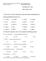 đề thi học sinh giỏi tiếng anh lớp 8 và đề kiểm tra học kỳ tiếng anh lớp 6