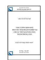 Tăng cường kiểm soát thuế thu nhập doanh nghiệp tại chi cục thuế quận hải châu, thành phố đà nẵng