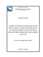 Nghiên cứu mối quan hệ giữa quản trị vốn lưu động và khả năng sinh lời của các doanh nghiệp vật liệu xây dựng niêm yết trên thị trường chứng khoán việt nam
