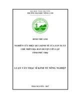 Nghiên cứu hiệu quả kinh tế của sản xuất chè trên địa bàn huyện Yên Lập tỉnh Phú Thọ (Luận văn thạc sĩ)