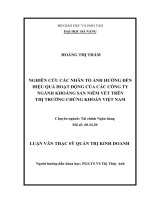 Nghiên cứu các nhân tố ảnh hưởng đến hiệu quả hoạt động của các công ty ngành khoáng sản niêm yết trên thị trường chứng khoán việt nam