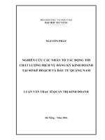 Nghiên cứu các nhân tố tác động tới chất lượng dịch vụ đăng ký kinh doanh tại sở kế hoạch và đầu tư quảng nam
