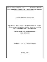 Tóm tắt kiểm soát hoạt động tập trung kinh tế trong lĩnh vực thương mại và dịch vụ kinh nghiệm quốc tế và bài học cho việt nam