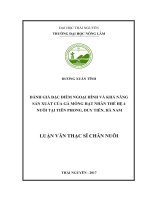 Đánh giá đặc điểm ngoại hình và khả năng sản xuất của gà Móng hạt nhân thế hệ thứ 4 nuôi tại Tiên Phong, Duy Tiên, Hà Nam (Luận văn thạc sĩ)