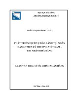 Phát triển dịch vụ bảo lãnh  tại Ngân hàng TMCP Kỹ Thương Việt Nam Chi nhánh Đà  Nẵng