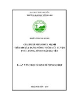 Giải pháp nhằm đẩy mạnh tiến độ xây dựng nông thôn mới huyện Phú Lương, tỉnh Thái Nguyên