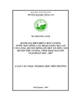 Đánh giá diễn biến chất lượng nước mặt sông Cầu đoạn chảy qua xã Văn Lăng, huyện Đồng Hỷ đến xã Sơn Cẩm, huyện Phú Lương, tỉnh Thái Nguyên giai đoạn 2015  2017 (Luận văn thạc sĩ)