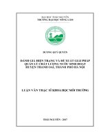 Đánh giá hiện trạng và đề xuất giải pháp quản lý chất lượng nước sinh hoạt huyện thanh oai, thành phố hà nội 