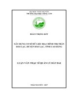 Xây dựng cơ sở dữ liệu địa chính thị trấn Bảo Lạc, huyện Bảo Lạc, tỉnh Cao Bằng (Luận văn thạc sĩ)