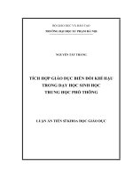 TÍCH hợp GIÁO dục BIẾN đổi KHÍ hậu TRONG dạy học SINH học TRUNG học PHỔ THÔNG 