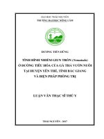 Tình hình nhiễm giun tròn (nematoda) ở đường tiêu hóa của gà thả vườn nuôi tại huyện yên thế, tỉnh bắc giang và biện pháp phòng trị 