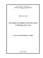 XÁC ĐỊNH các điểm, TUYẾN DU LỊCH ở TỈNH QUẢNG NAM 